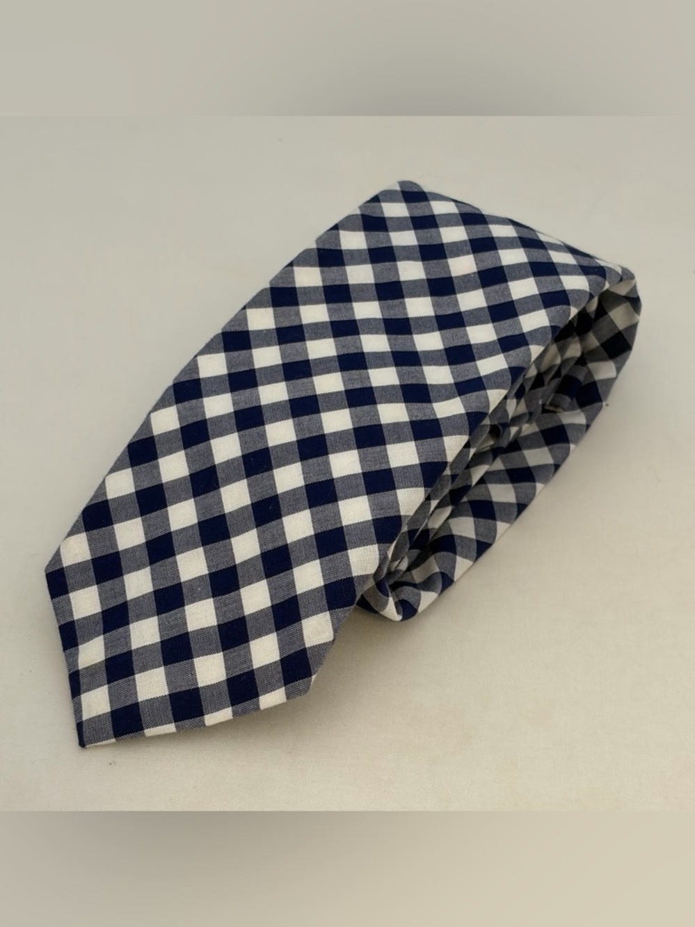 J Crew Blue White Gingham Skinny Cotton  Men's Tie
